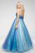 Strapless Mesh Puffy Formal Prom Gown with Beaded Waist back